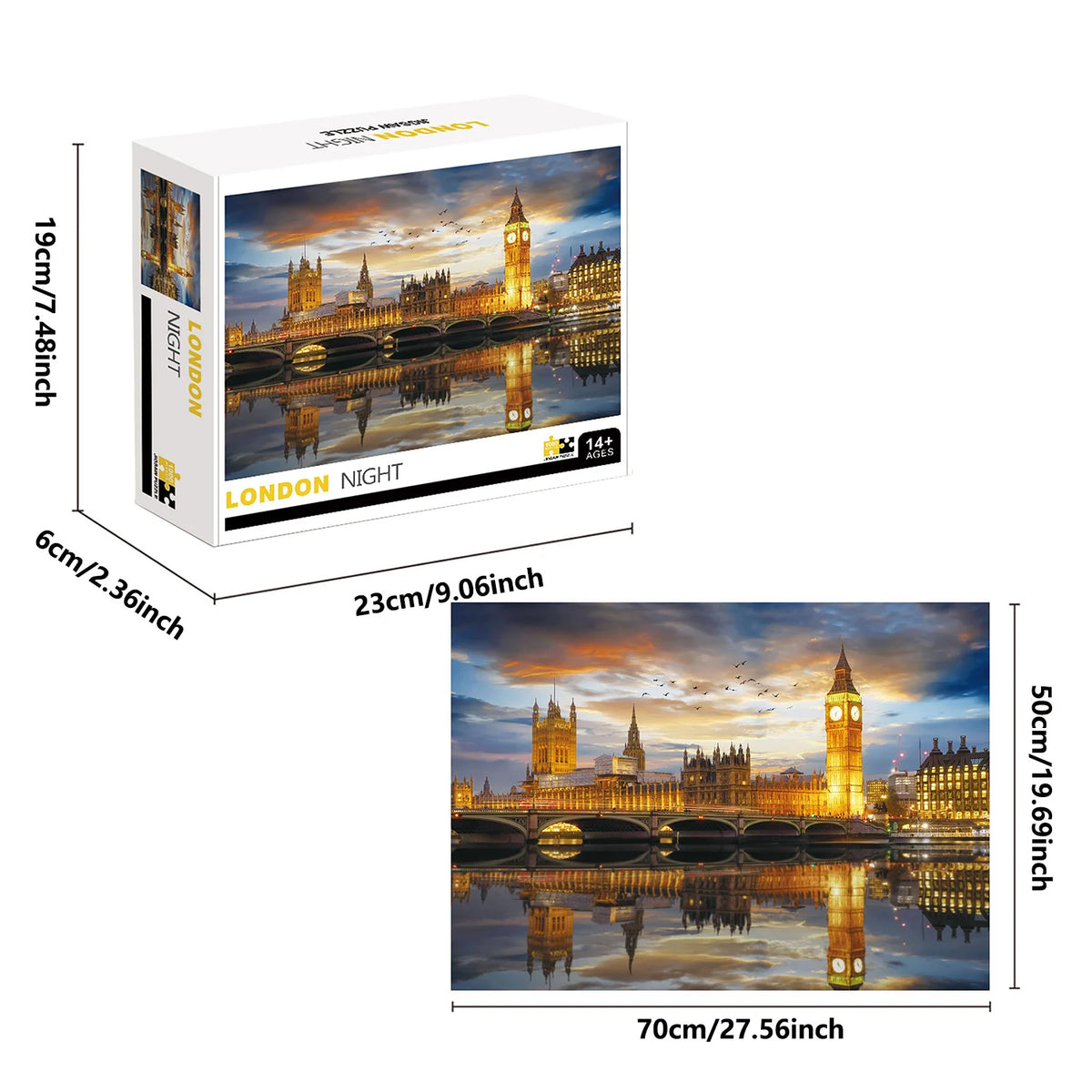 1000 Pieces London Night Jigsaw Puzzle Home Decor Adults Puzzle Games Family Fun Floor Puzzles Educational Toys for Kids