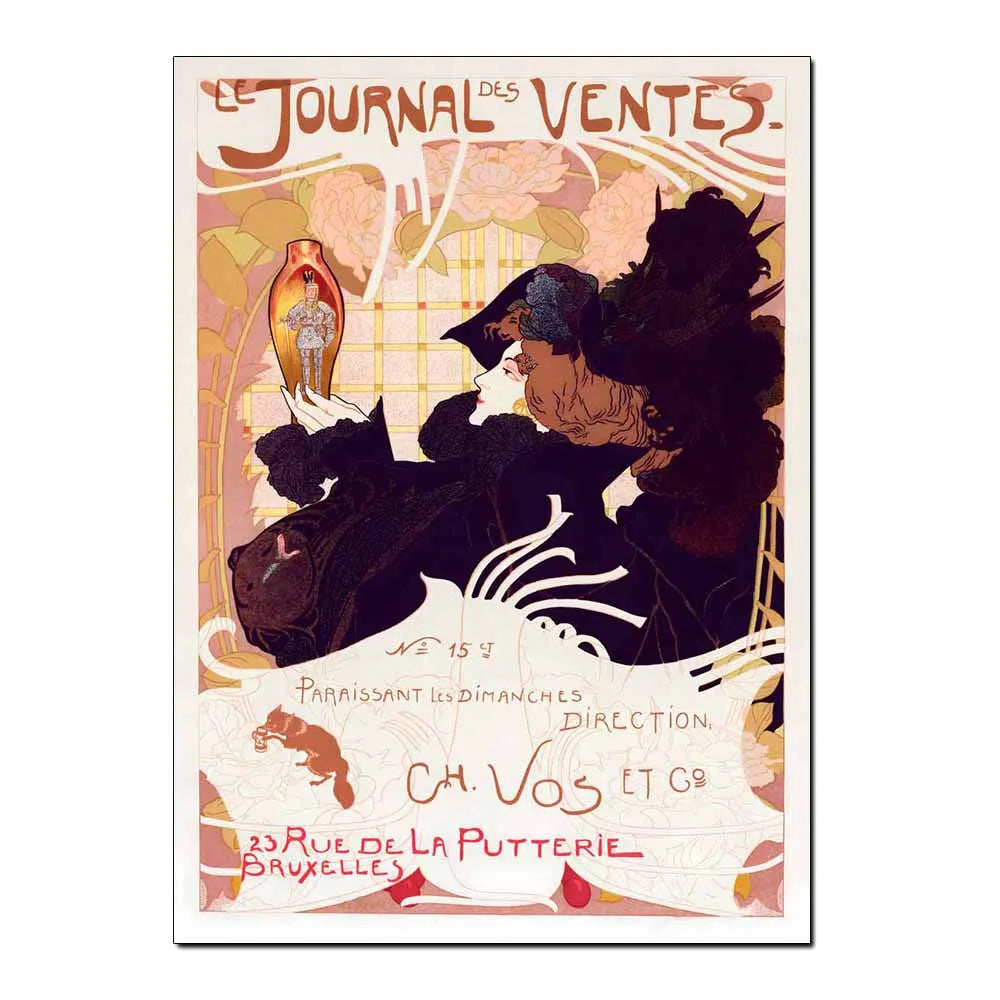 Art Nouveau Retro Poster Abstract Wallpaper Print Canvas Painting Wall Art Picture for Living Room Home Decor Aesthetic Mural