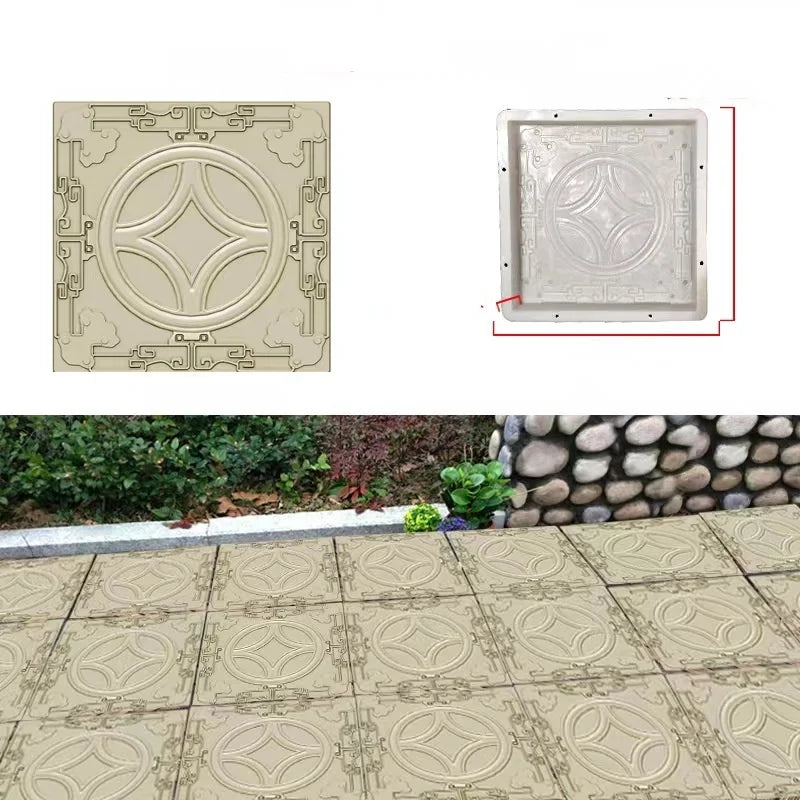 DIY Paving Casting Stepping Stone Square 1Pcs Road Concrete Mold Brick Antique Landscape Yard Decor Garden Reusable Making Tools