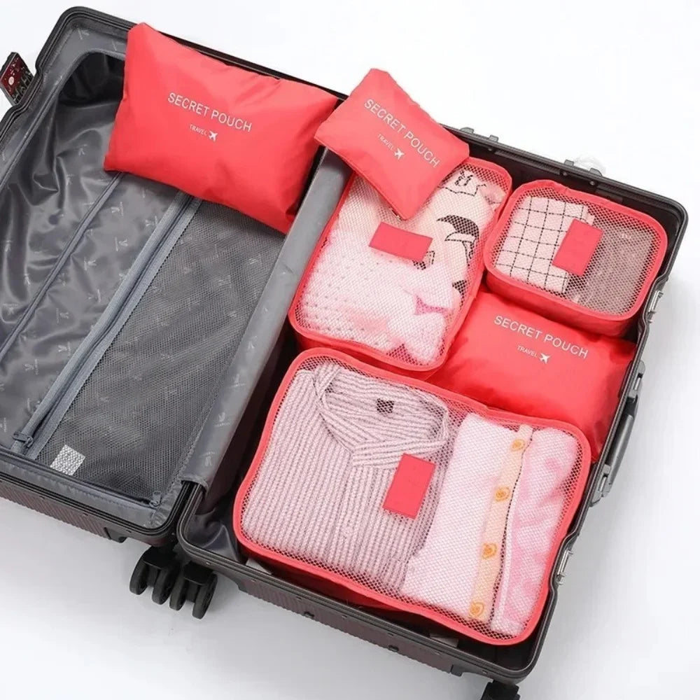 Protable Large Capacity Waterproof Luggage Clothing Underwear Storage Bag 6 Pcs/Set Travel Storage Bag Travel Bag With Zipper