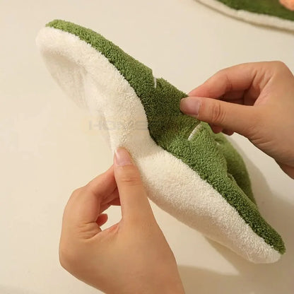 Soft Double-layer Leaf Style Hand Towel Thickened Absorbent Hanging Hand Cloth Speed Dry Handkerchief Rag for Kitchen Bathroom