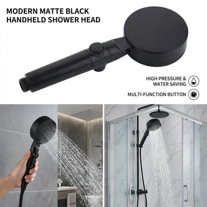 Adjustable High Pressure Shower Head with 5 Modes Water Saving One-Key Stop Spray Nozzle - Bathroom Shower Accessories with Hose