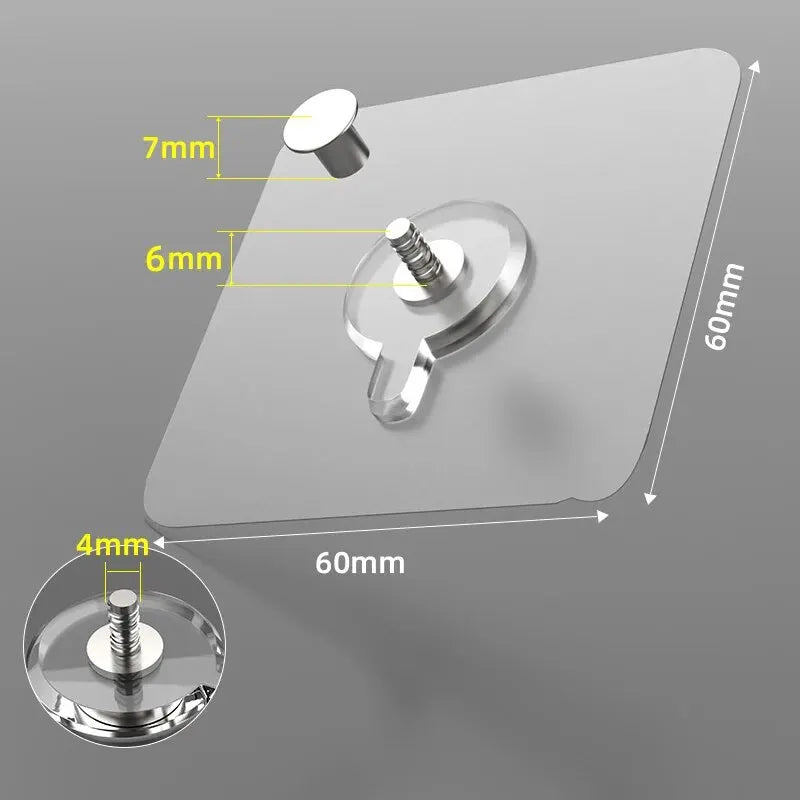 10 Pcs Self Adhesive Nails Wall Hook Poster Transparent Screws Wall Hook For Photo Frame Waterproof Durable Kitchen Bathroom Use