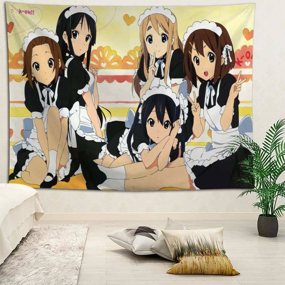 K-ON！Anime Tapestry Wall Hanging Bohemian Wall Tapestries Mandala Home Decor Accessories