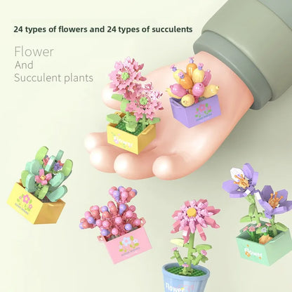 Flower Bouquet Mini Particle Building Blocks Flower Kit 3D DIY Creative Plants Micro Bricks for Home Decor Girl Gift Adults Kids