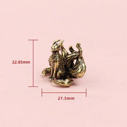 Miniature Antique Brass Lucky Nine Tailed Fox Figurines/Bat Ornament Copper Animal Mini Office Desktop Crafts Home Decor