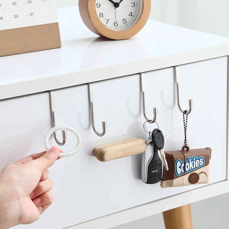 Door Hanger Hook Stainless Steel Double S-Shaped Storage Hook for Bathroom Kitchen Wall Door Organizer Wall Mounted Hooks