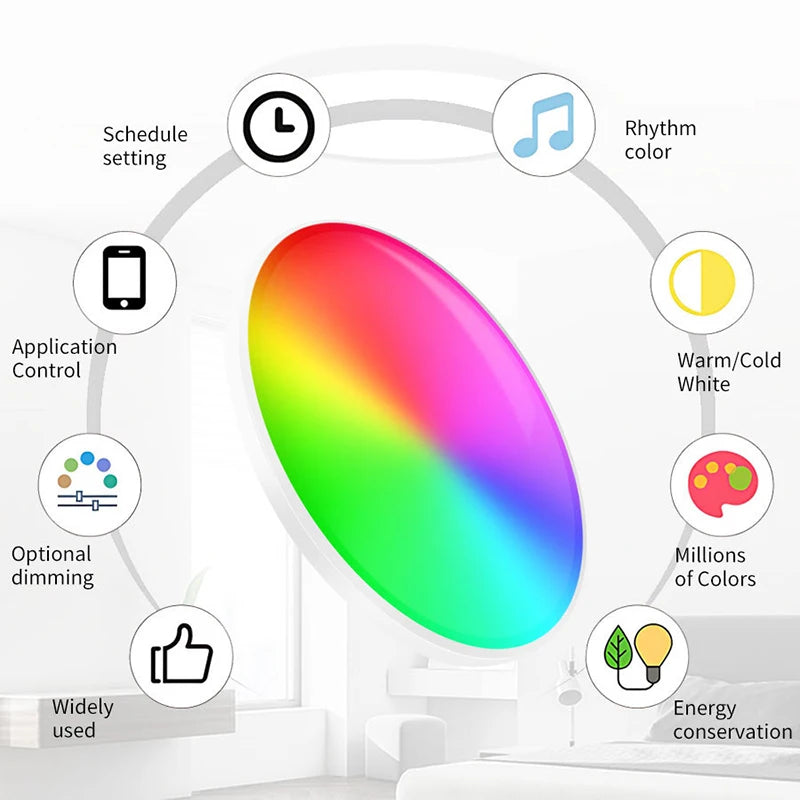 24W Tuya Ceiling Light Wifi Bluetooth AC85-265V RGB WW CW Living room  Decoration LED Lamp Smart life APP with Alexa Google Home