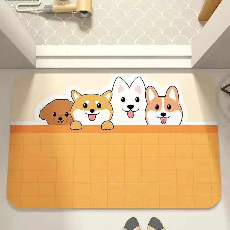 Cartoon Bathroom Soft Diatomaceous Mud Floor Mat, Bathroom Absorbent Foot Mat, Toilet Sink, Bedroom Mat, Carpet