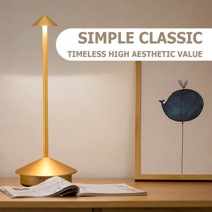 Rechargeable Cone Head Touch Sensor LED Table Lamp - 3 CCT Stepless Dimming for Restaurant Hotel Bedroom Bar Home Decor