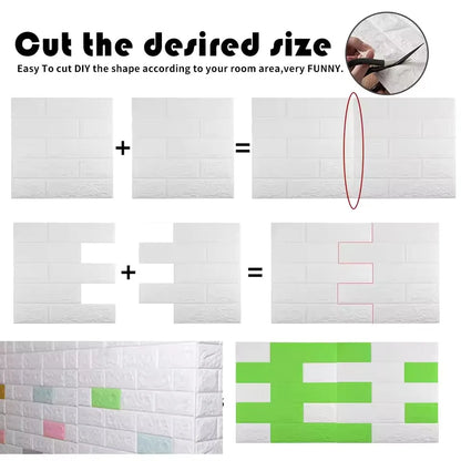 70cm*1M 3D Brick Pattern Wall Panels Wallpaper DIY Waterproof for Living Room Bedroom Kitchen Background Wall Decoration