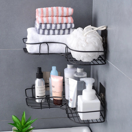 Toilet Storage Rack Bathroom Shelf No-Drill Corner Shelf Shower Wall Mounted Shelf Bracket Bathroom Accessory Organizer Shampoo