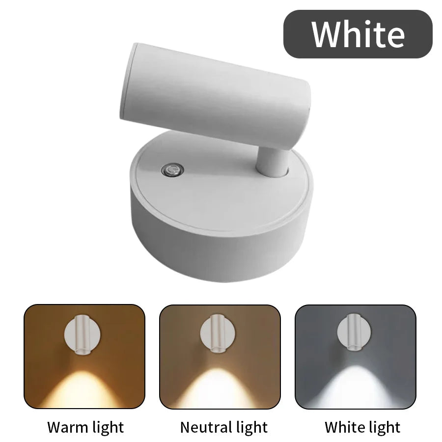 LED light magnetic USB Rechargeable Wall Light Spotlight Wireless No Punch Reading Light With Touch Switch Dimmable Bedside Lamp
