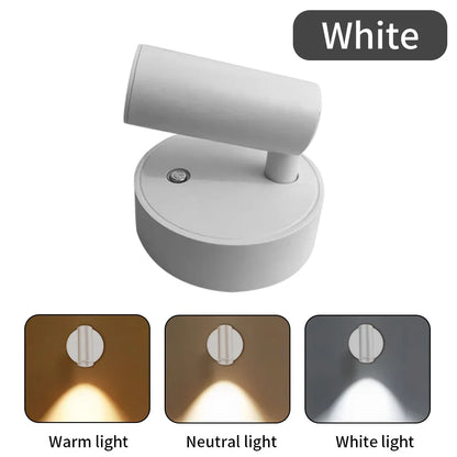 LED light magnetic USB Rechargeable Wall Light Spotlight Wireless No Punch Reading Light With Touch Switch Dimmable Bedside Lamp