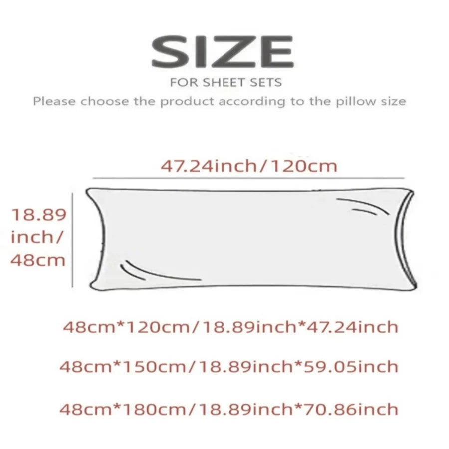 New solid-color washed double long pillowcases, couple pillowcases 48*100cm, 120cm, 150cm, 180cm (without core)