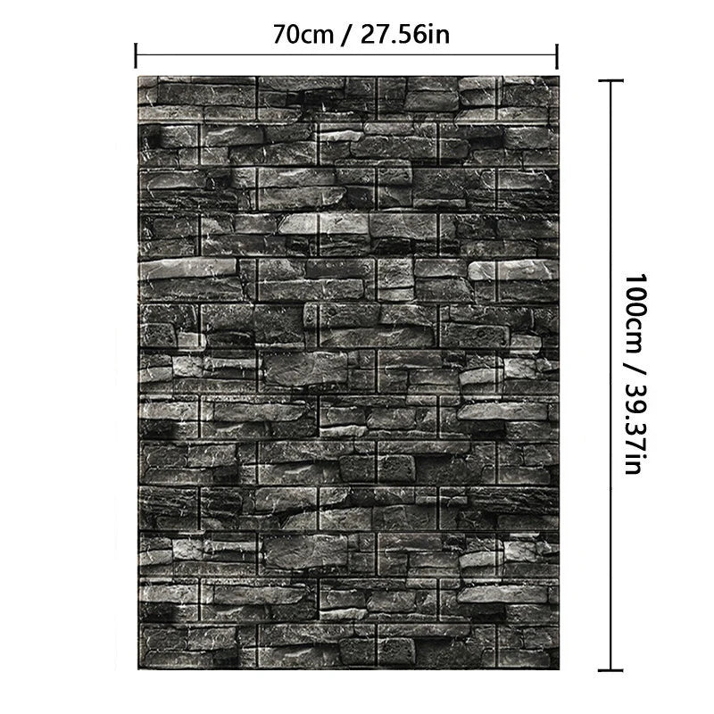 70cm*1M 3D Brick Pattern Wall Panels Wallpaper DIY Waterproof for Living Room Bedroom Kitchen Background Wall Decoration
