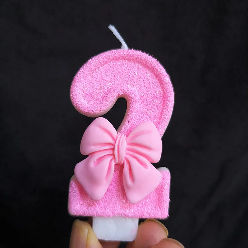 Creative Digital 0-9 Number Birthday Cake Candles New Girls Pink Bow Household Home Decor Ornaments Cakes Decorations Candle