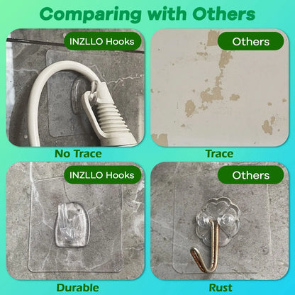 Adhesive Plastic Clear Utility Hooks Transparent Hook for The Drill-Free Wall Waterproof Key Wall Hooks