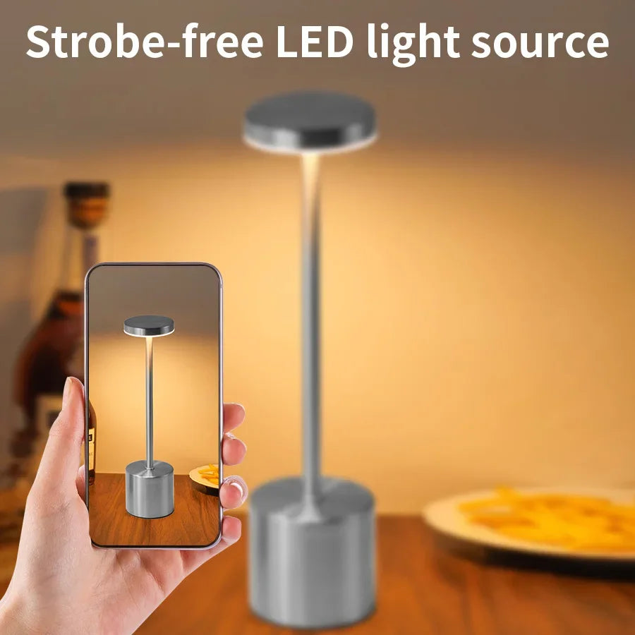 Classic Table Lamp USB Rechargeable Night Light Stepless Dimming Touch Desk Lamp 3 Colors Bedside Lamp Bar Hotel Decoration