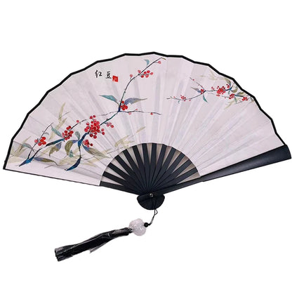 With Tassel Art Craft Style Foldable Hand Fan Portable Folding Fan Wedding Party Photo Props Guest Gifts Home Decor Craft