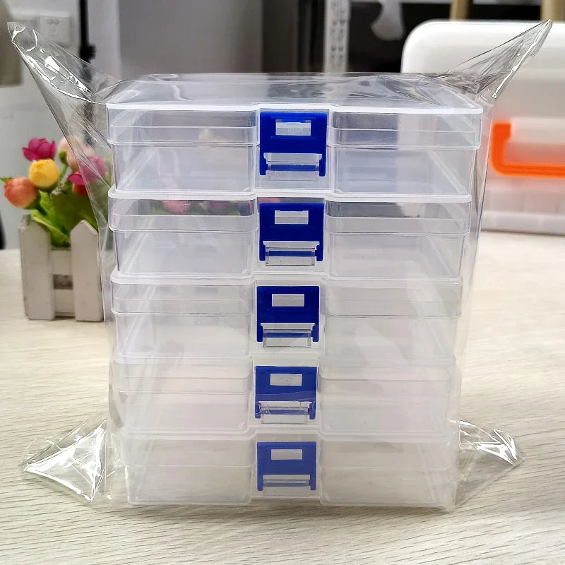 5 transparent plastic storage boxes can accommodate small items, small toys, decorations, small cards, sorted storage, not messy