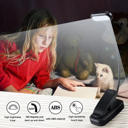 Adjustable LED Clip-On Book Lamp Table Battery Powered Flexible Study Learning Desk Lamp Portable Bedroom Reading Night Light