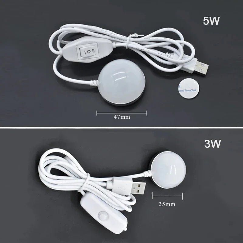 3W 5W Mini USB LED Blub 1.5m USB Cable Book Reading Lights with Switch Magnet Lamp for Children Dormitory Bedroom Desk Lamp