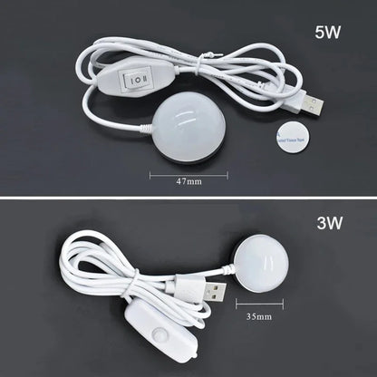 3W 5W Mini USB LED Blub 1.5m USB Cable Book Reading Lights with Switch Magnet Lamp for Children Dormitory Bedroom Desk Lamp