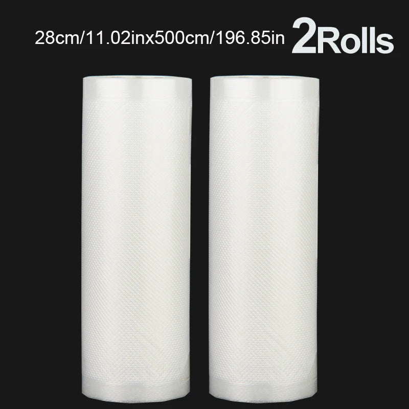 A set of 2 vacuum-sealed bags of the same size, with a length of 500CM, suitable for food storage vacuum low-temperature cooking