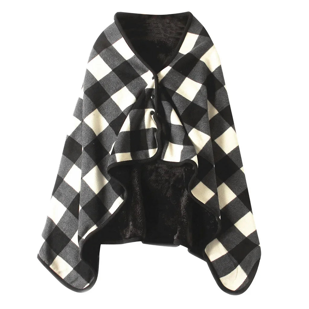 1pc Wearable Blankets Shawl Blanket Flannel Lazy Casual Office Blanket