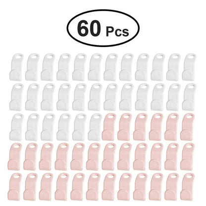 60pcs/set Plastics Hanger Connection Hook Stackable Space Saving Storage Multifunctional Hanging Clothes Rack