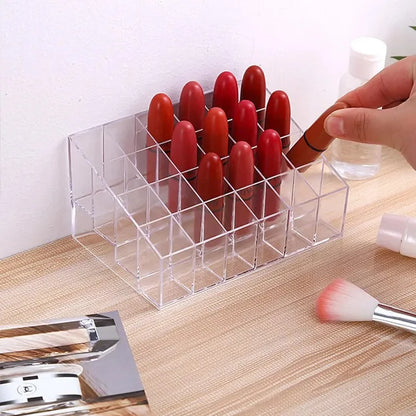 Household Transparent Lipstick Storage Rack Organizing Box Plastic Desktop Lipstick Sorting Rack Cosmetics Storage Box