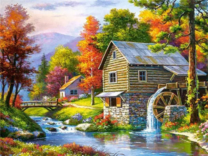 5D DIY Diamond Painting Landscape House Full Round Drill Embroidery Forest Scenery Cross Stitch Set Art Home Decor Gift