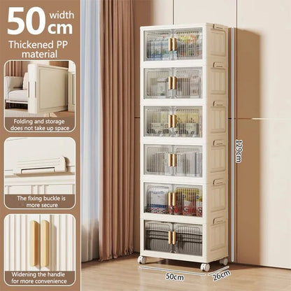Folding Storage Cabinet Multi-Scene White/Black/Gray Home Office Kitchen Bathroom Multi-Functional Organizer with Doors