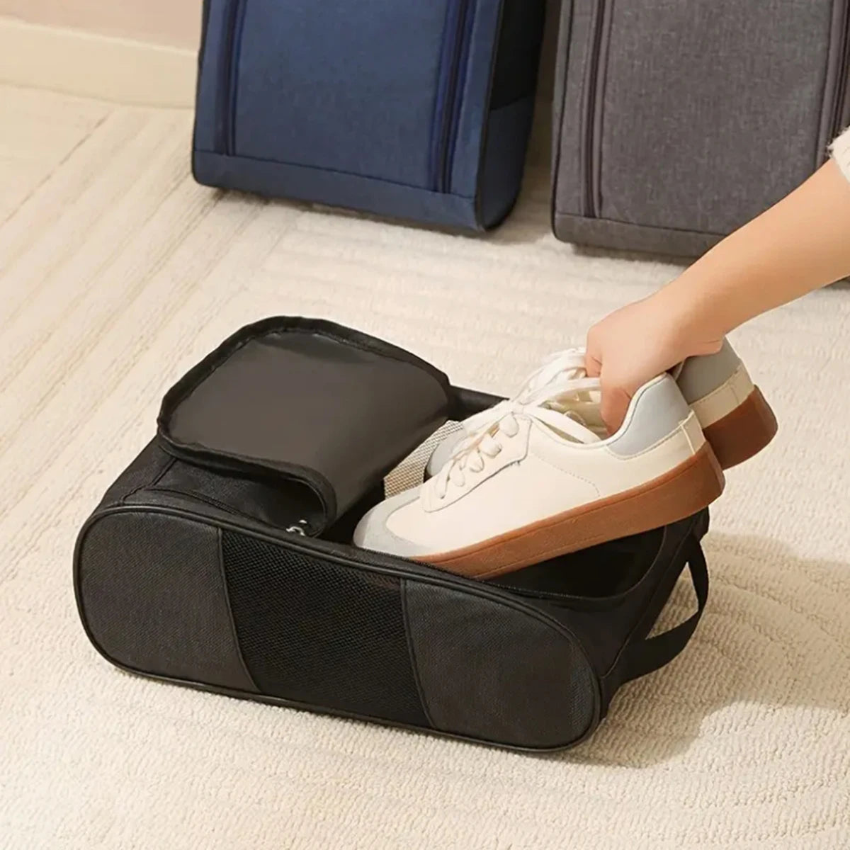 Portable Golf Shoe Bag Oxford Cloth Shoe Carrier Bags Breathable Lightweight Golf Handbag Dustproof Football Tennis Shoe Bag