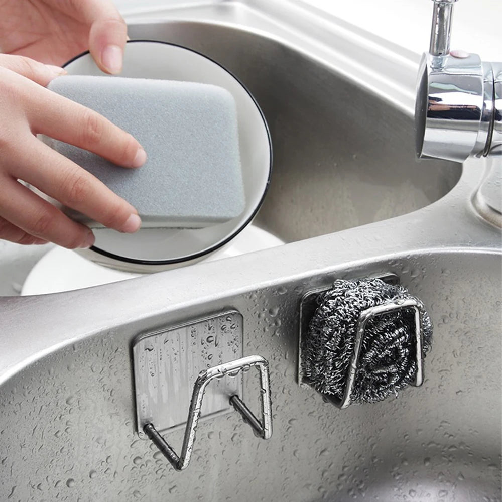 1-2PCS Stainless Steel Sponge Drain Rack Kitchen Sink Cloth Steel Wire Ball Sink Cover Storage Organizer 304 Material