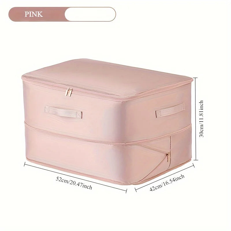 Heavy-Duty Self-Compressing Storage Bag - Portable Organizer for Clothes, Blankets & Quilts, Ideal for Closet Organization