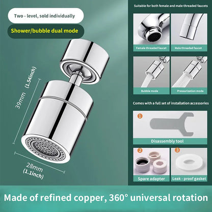 360° Rotary Kitchen Faucet Spray Head Filter washbasin Splash proof Adapter 2 Mode adjustable Kitchen Sink Faucet Aerator Crane