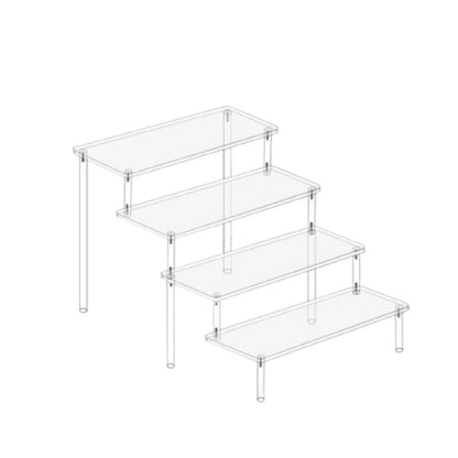 Transparent Acrylic Display Stand Pottery Storage Rack - Doll Clay Figurine Ladder Shelf for Makeup Organization Home Store