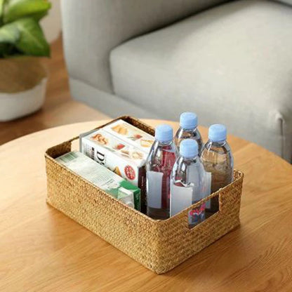 Woven Seagrass Basket for Home Decor, Natural Wicker Basket, Storage Basket, Fruit Bread Towel, Kitchen Table, Rattan