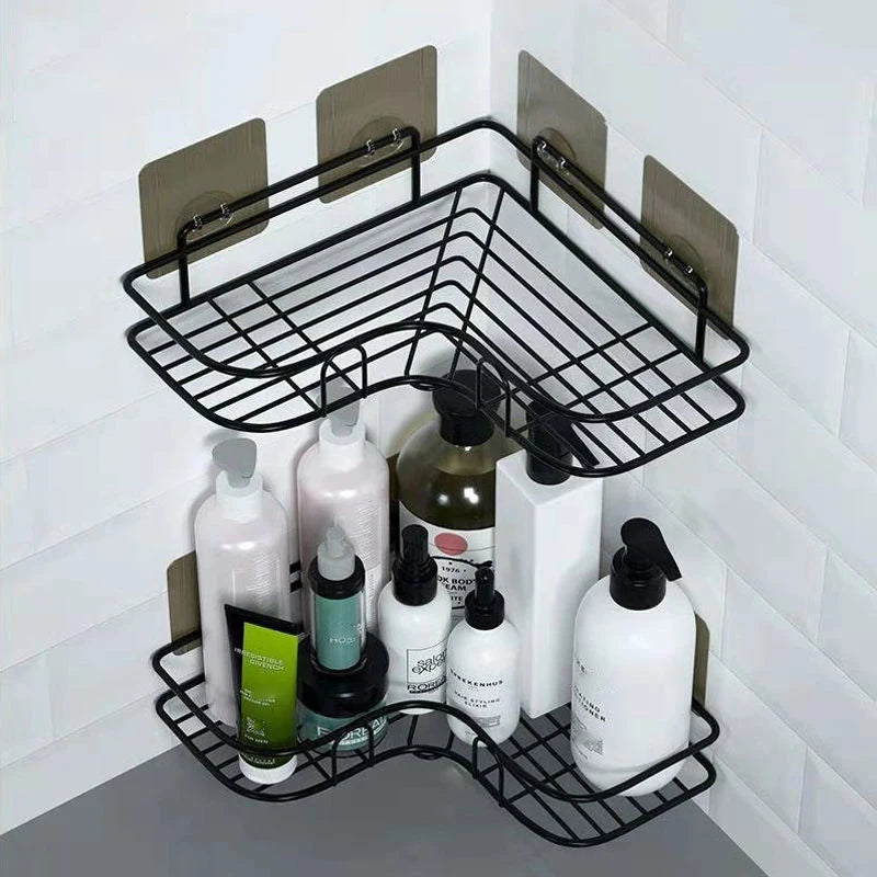 Toilet Storage Rack Bathroom Shelf No-Drill Corner Shelf Shower Wall Mounted Shelf Bracket Bathroom Accessory Organizer Shampoo