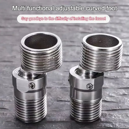 304 Stainless Steel Angled Curved Foot Wall Mounted Eccentric Screw Corner 360° Rotatable Adjustable Shower Faucet Adapter
