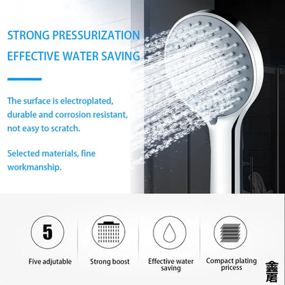 Bathroom Sprayer Shower Jetting Shower Head Water Saving Handheld Adjustable 5 Modes SPA Shower Bath Head Bathroom Accessories