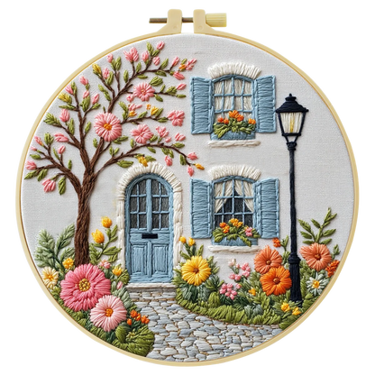 1pc 20X20CM/7.87inch The garden in front of the door Embroidery Starter Kit DIY kit Home Decor Craft Painting Sewing Art