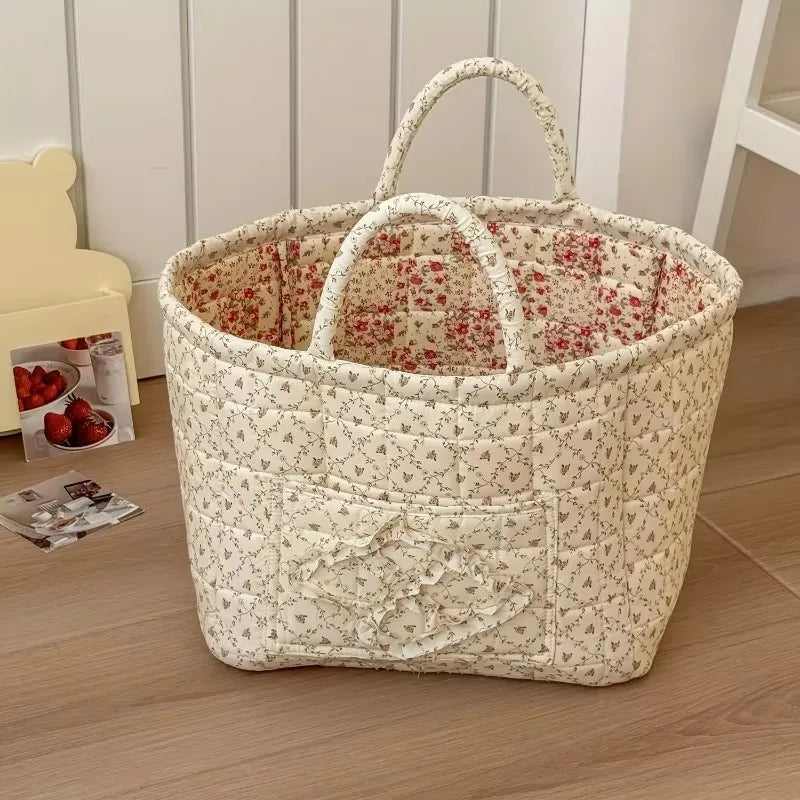 Rural Flower Dirty Clothes Basket, High-value, Fashionable, Large Capacity Foldable Garbage Storage Basket