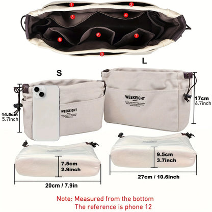 Drawstring Canvas Storage Organizers Multi-Pockets Liner Bag Lightweight Portable Travel Storage Bag