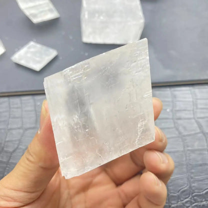 Natural Transparent Raw White Optical Calcite Iceland Spar Mineral Specimen Healing Stones Quartz Home Decor