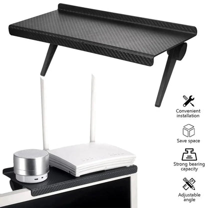 Adjustable TV Screen Top Storage Rack Computer Monitor Desktop Shelf for Wireless Router Set Top Box Media Box Home Organizer
