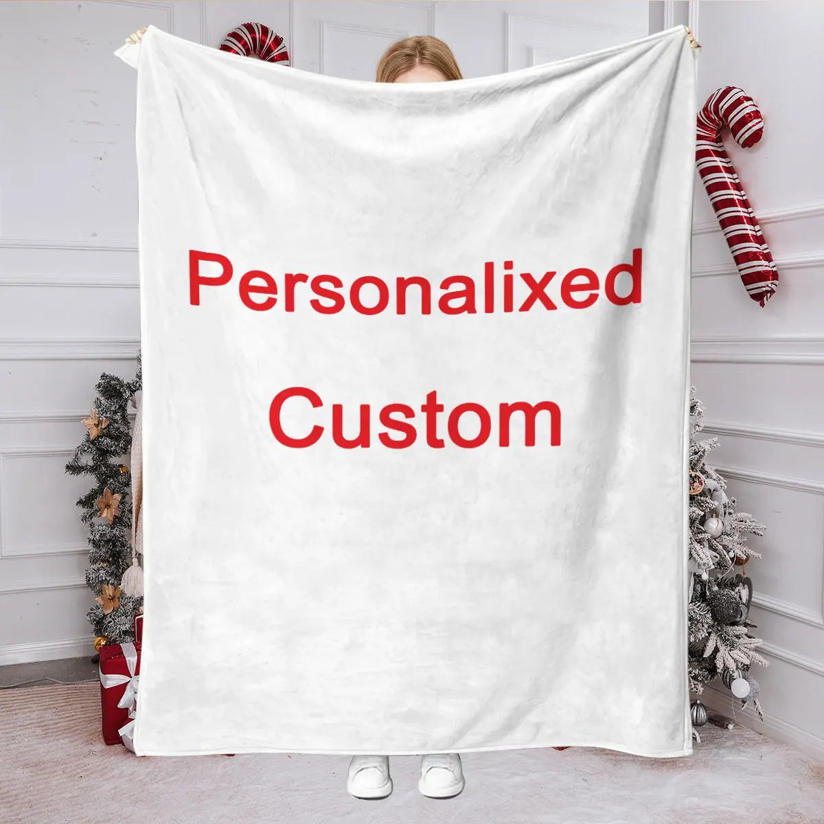 1 Piece of Customized Personalized Blanket Upload Pictures DIY Flannel Blanket - Customized Warm Photos, Soft and Warm, Suitable for Sofa, Bed, Office, Car and Outdoor Travel - Halloween, Thanksgiving, Birthday, Wedding, Coup