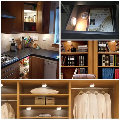 LED Puck Light Wireless Under Cabinet Lights with Remote Control Dimmable Battery Powered Night Lamp for Kitchen Closet Wardrobe